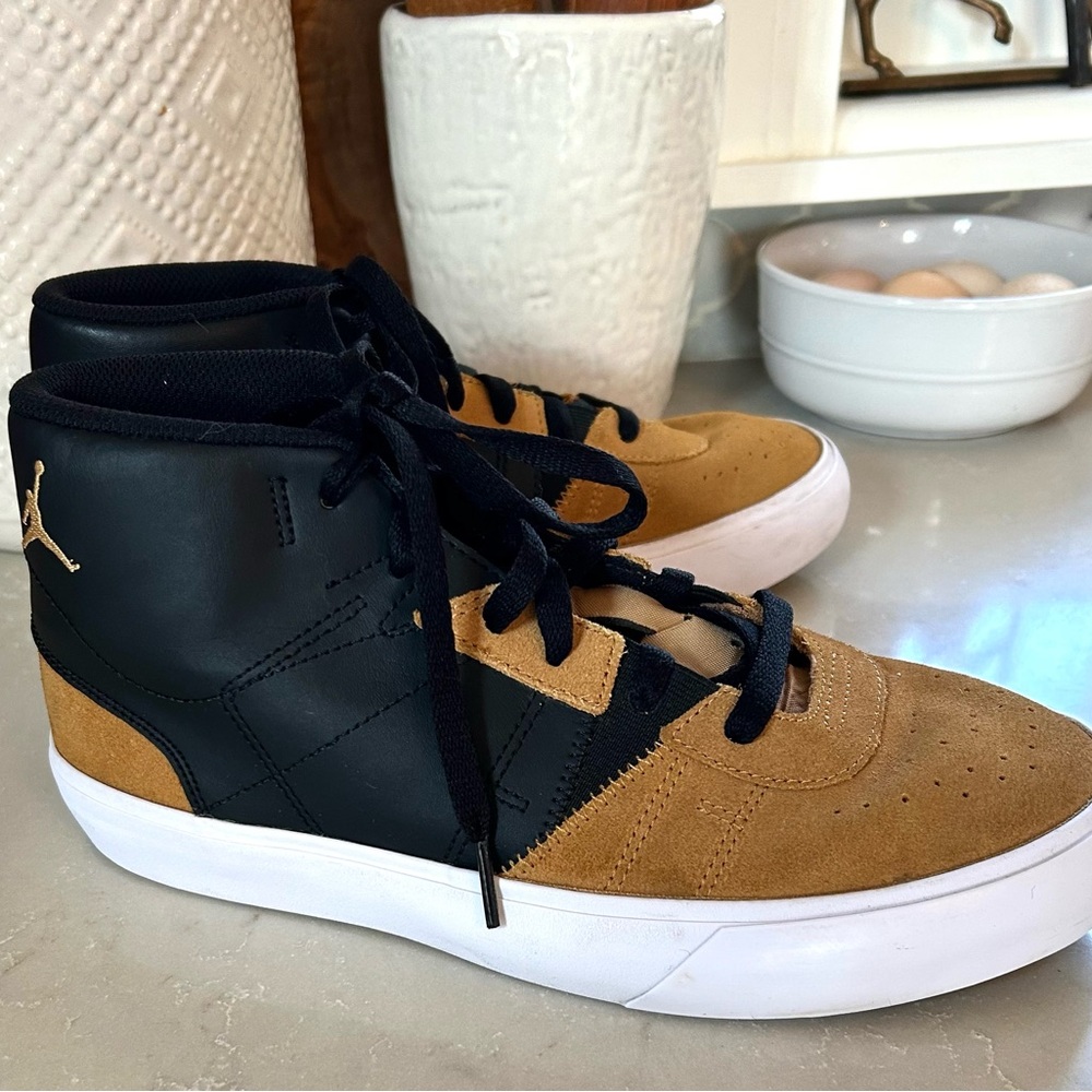 Men's Black and Tan High-Top Sneakers